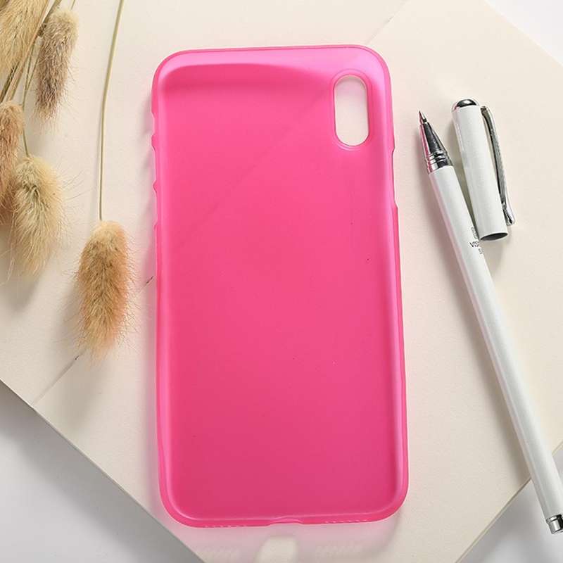 For iPhone X / XS Ultra-thin Frosted PP Protective Back Cover Case (Magenta)