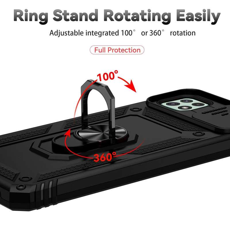 For Samsung Galaxy A22 5G Sliding Camshield Holder Phone Case(Black)