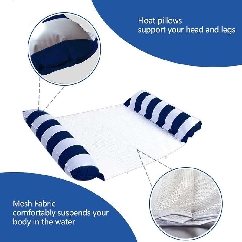 PVC Inflatable Hammock Adult Swimming Floating Row, Size: 120 x 70cm(Ink Green + Treasure Blue St...