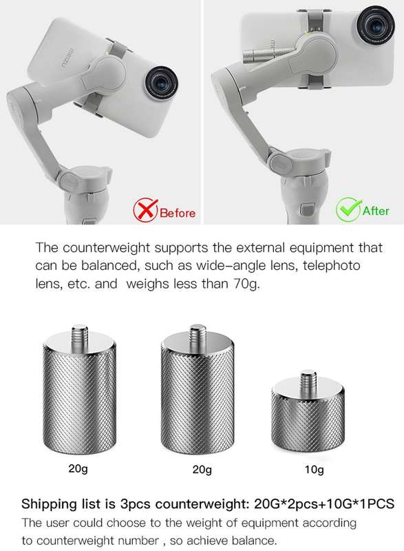 STARTRC Adjustment Balancing Weight Anti-Shake 50g Counterweight for DJI OM4 / OSMO Mobile 3 Gimb...