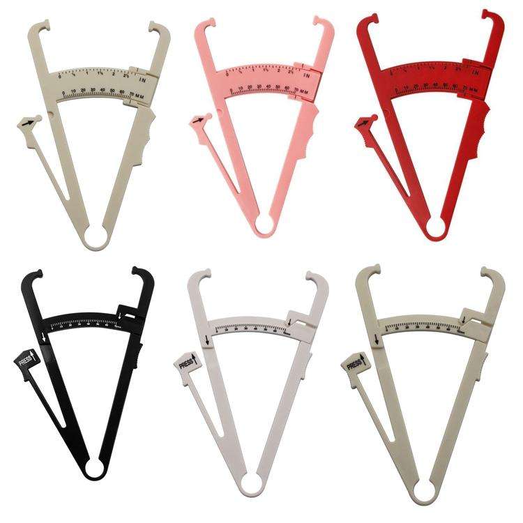 10 PCS Sebaceous Pliers Fat Clip Fat Thickness Measuring Ruler Body Fat Meter(Beige Double Scale)