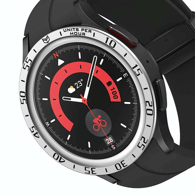 For Samsung Galaxy Watch5 Pro 45mm A Style Dial Steel Protective Frame(Silver)