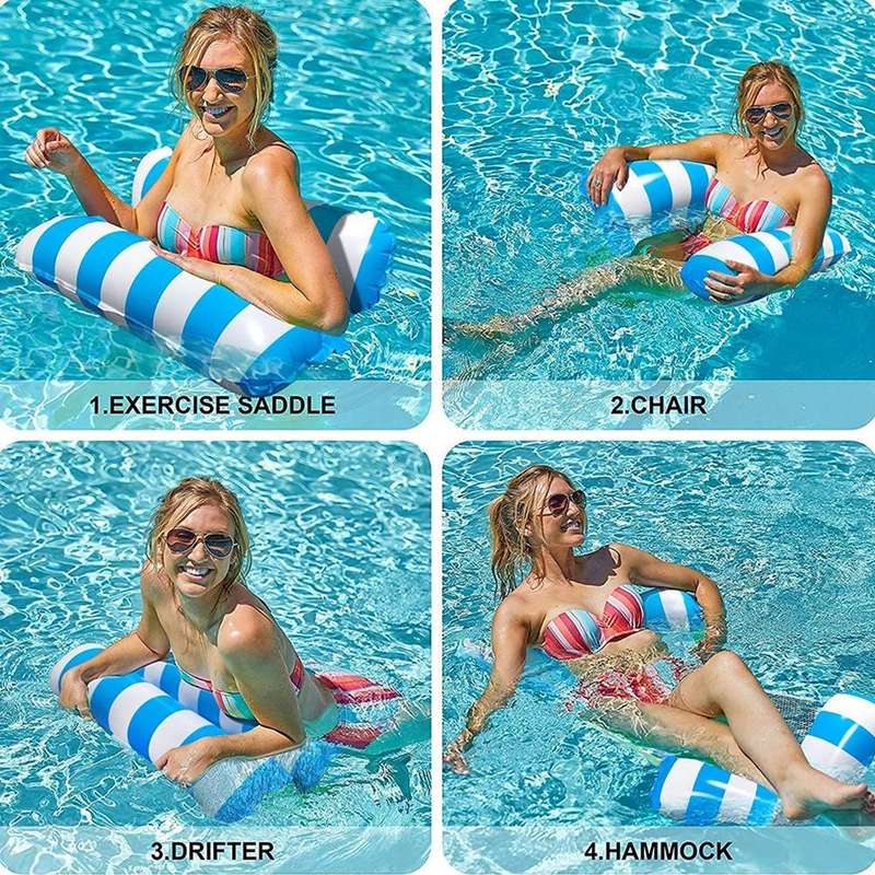 PVC Inflatable Hammock Adult Swimming Floating Row, Size: 120 x 70cm(Green Striped)