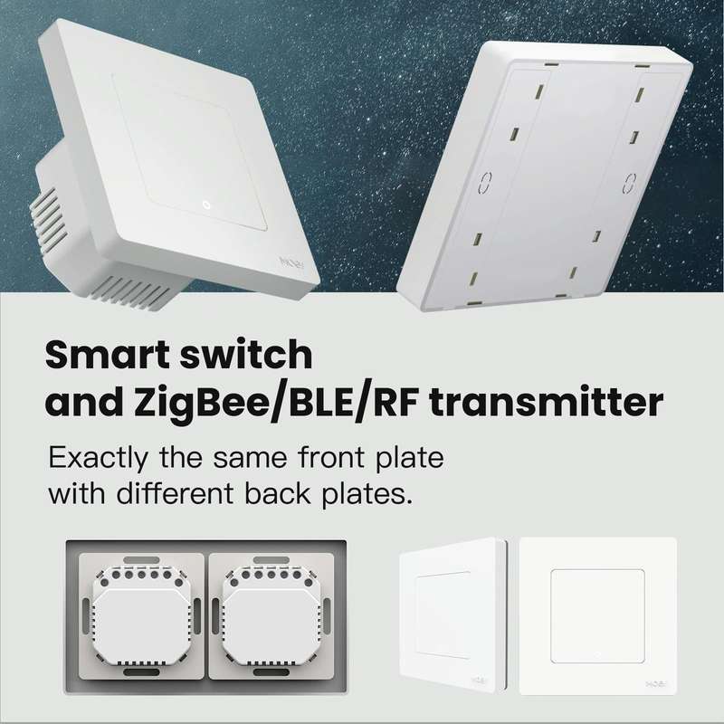 Tuya ZigBee Smart Single-fire Zero-fire Sharing Timing Voice Wall Switch EU Plug, Style: 2 Ways (...