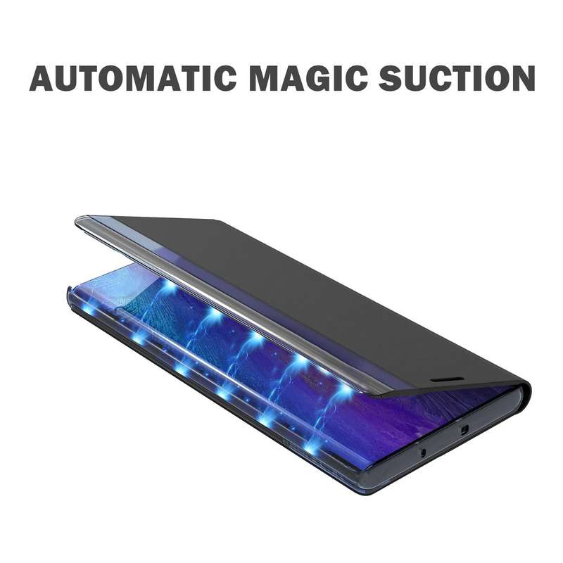 For Samsung Galaxy S22 5G Side Display Magnetic Flip Plain Cloth + PC Case with Holder & Sleep / ...
