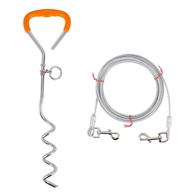 Outdoor Pet Leash Stainless Steel Ground Nail Fixing Bolt, Specification Upgrade + Wire Rope