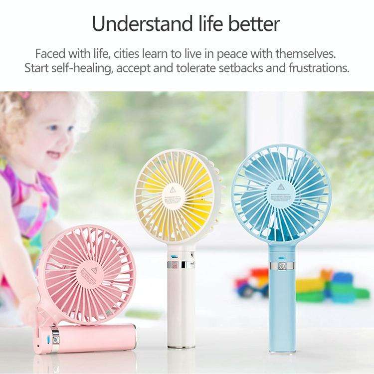 S2 Portable Foldable Handheld Electric Fan, with 3 Speed Control & Night Light (White)