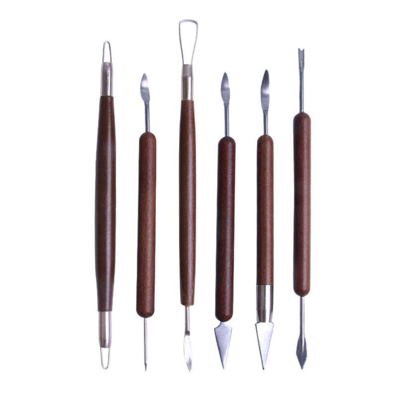 6pcs/set Wooden Pottery Trimming Tools Educational Art Supplies