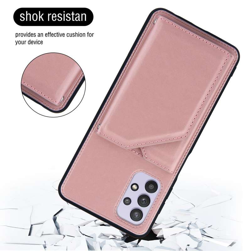 For Samsung Galaxy A32 5G Skin Feel PU + TPU + PC Back Cover Shockproof Case with Card Slots & Ho...