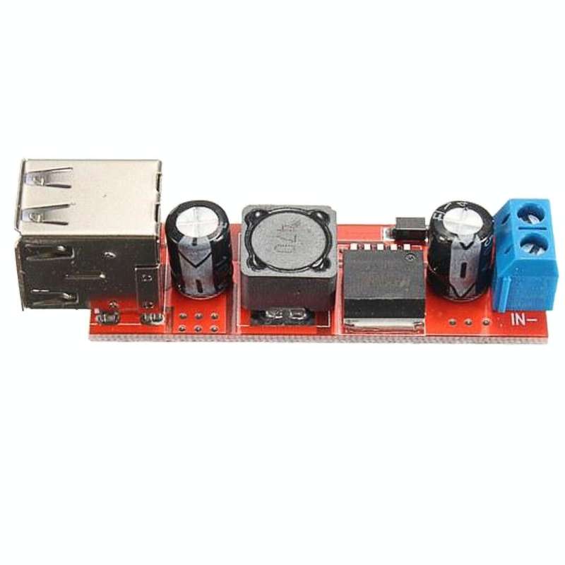 LDTR-WG0257 Dual USB 9V/12V/24V/36V to 5V Converter DC-DC 3A Step Down Power Module (Red)