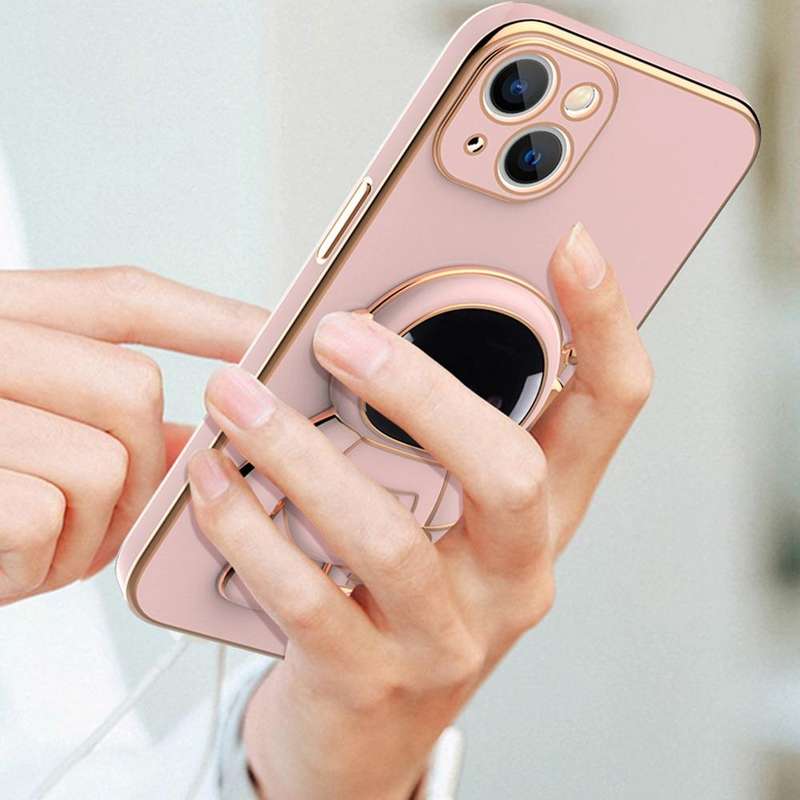 For iPhone 12 mini Plating Astronaut Holder Phone Case (Lavender Purple)