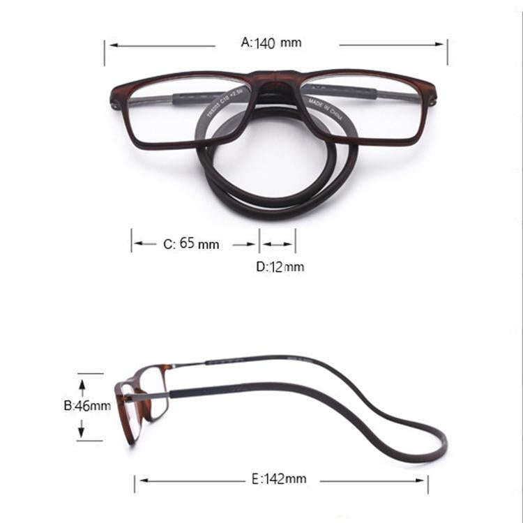 Anti Blue-ray Adjustable Neckband Magnetic Connecting Presbyopic Glasses, +4.00D(Grey)