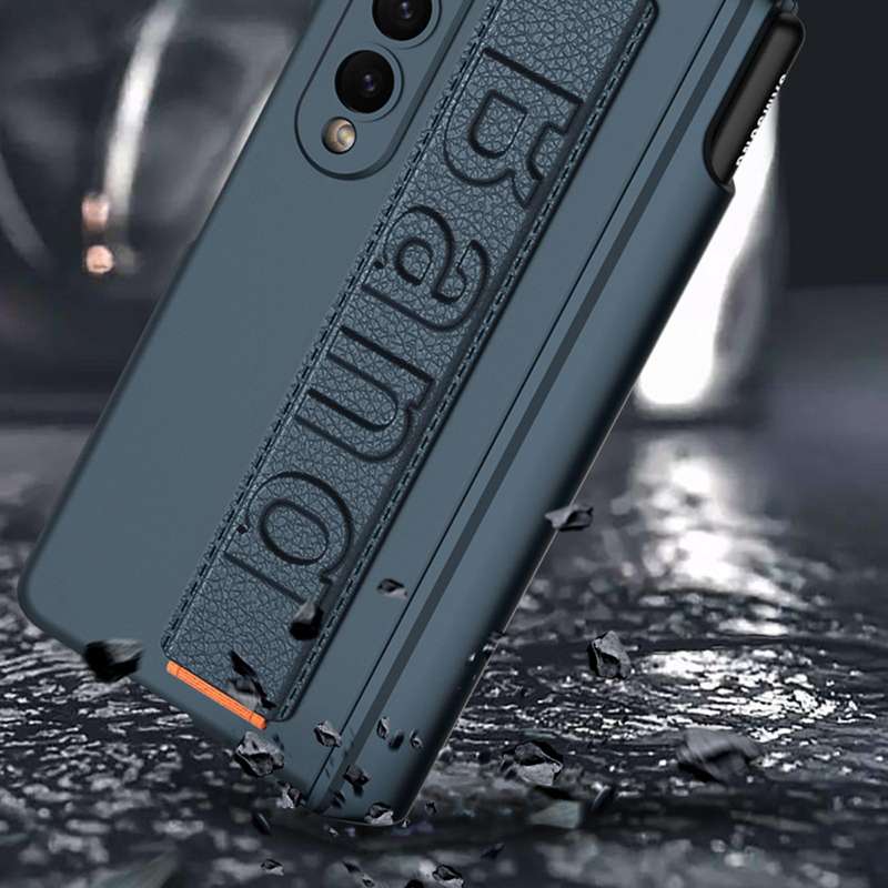 For Samsung Galaxy Z Fold4 GKK Magnetic Fold Hinge Shockproof Phone Case with Wrist Strap(Black)