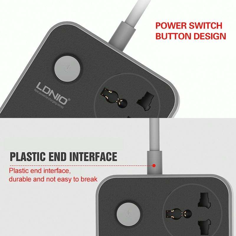 LDNIO SC3604 6 x USB Ports Multi-function Travel Home Office Socket, Cable Length: 2m, Big UK Plug