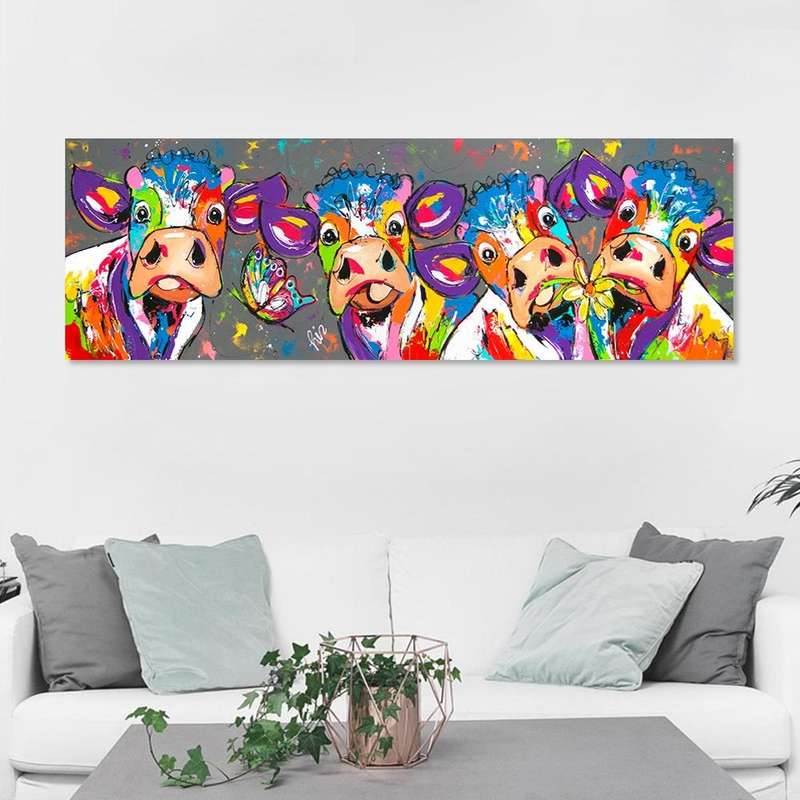 Colorful Cows Home Decoration Canvas Painting HD Inkjet Frameless Painting Core, Size:40120cm