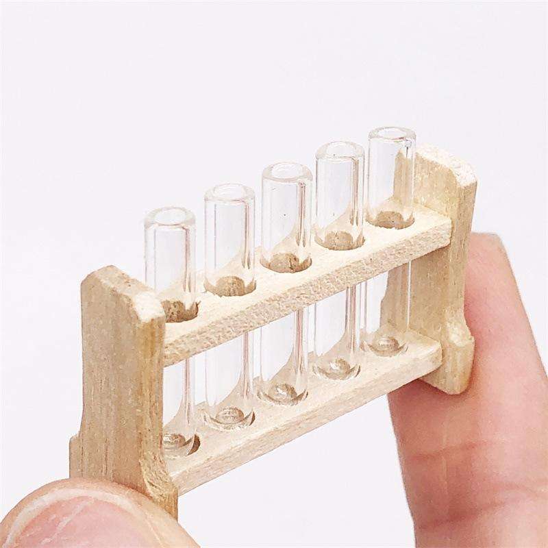3 Sets 1:12 mini Doll House Dollhouse Iaboratory Glass Tube Test Tube Rack Miniature Food Play Sc...