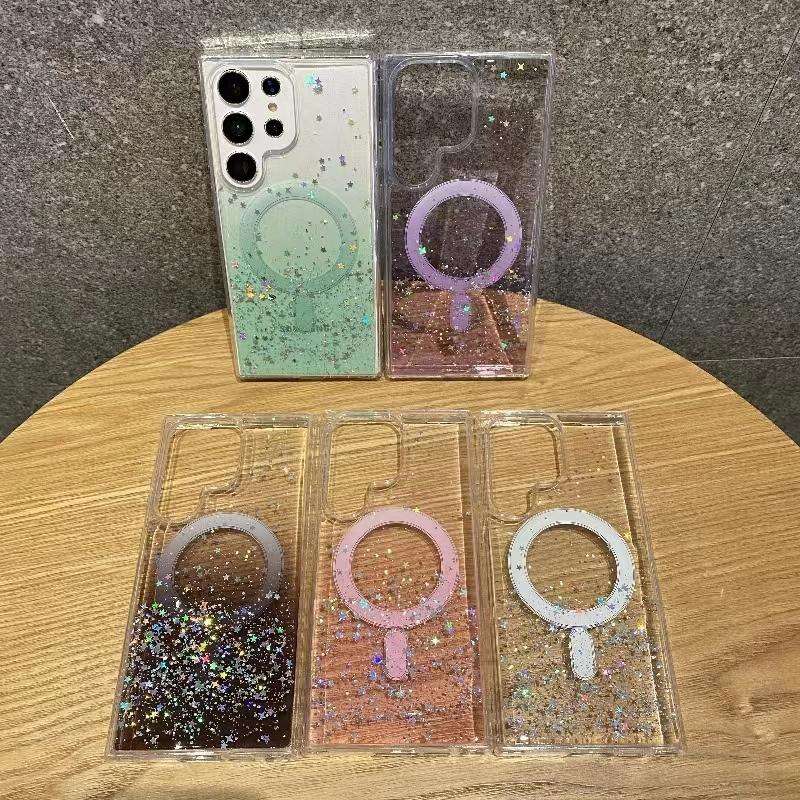 For Samsung Galaxy S23 Ultra 5G Magsafe Glitter TPU Phone Protective Case(Black)