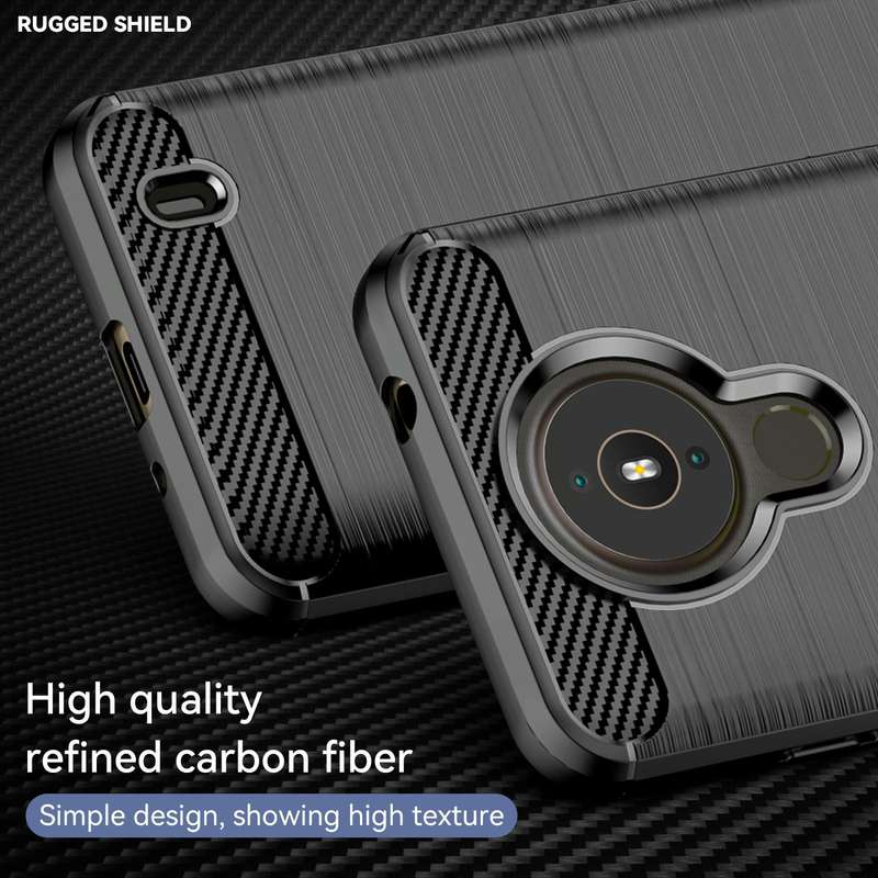 For Nokia 1.4 Brushed Texture Carbon Fiber TPU Phone Case(Black)
