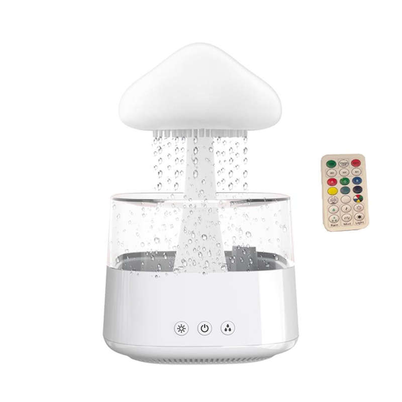 CH08 450ml Rain Humidifier Mushroom Cloud Colorful Night Lamp Aromatherapy Machine, Style: With R...