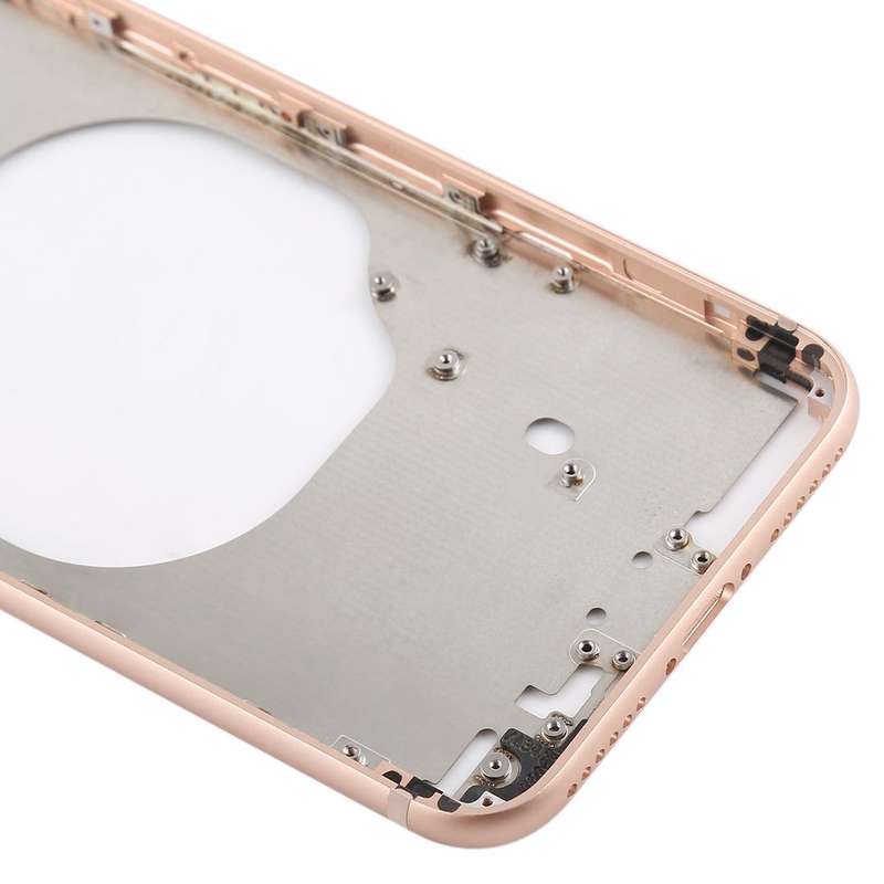 Transparent Back Cover with Camera Lens & SIM Card Tray & Side Keys for iPhone 8 (Gold)