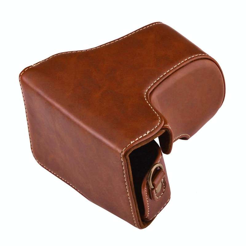Full Body Camera PU Leather Case Bag with Strap for Canon EOS M10(Brown)