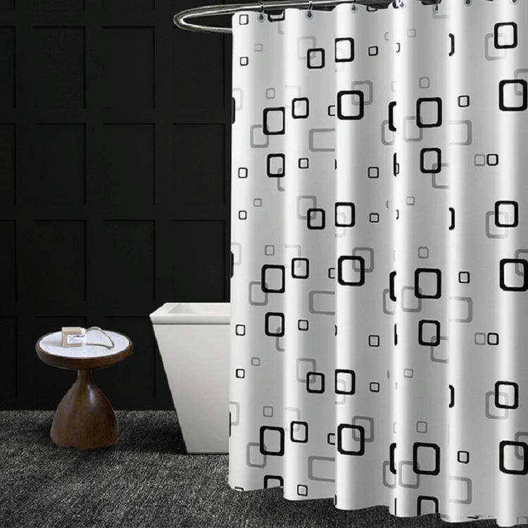 Bathroom Thick Waterproof Shower Curtain, Size:180X200cm, Style:with Copper Buckle