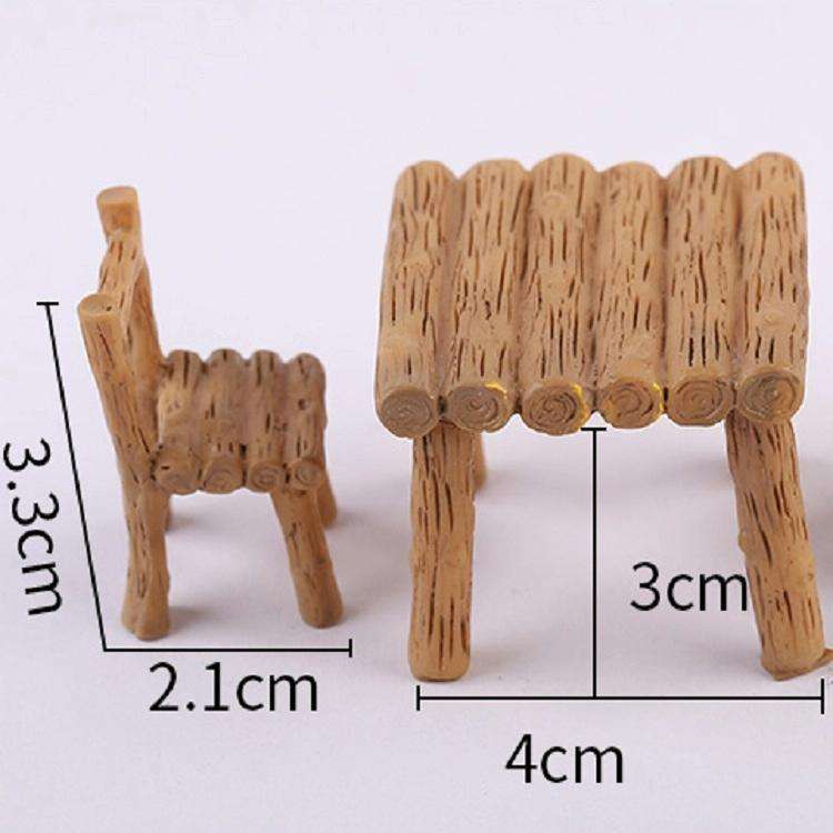 3 PCS / Set Resin Tables and Chairs Miniature Doll Accessories Micro Landscape Decoration