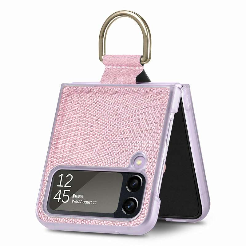 For Samsung Galaxy Z Flip4 Colorful Ring Hinged Folding Phone Case(Pink)