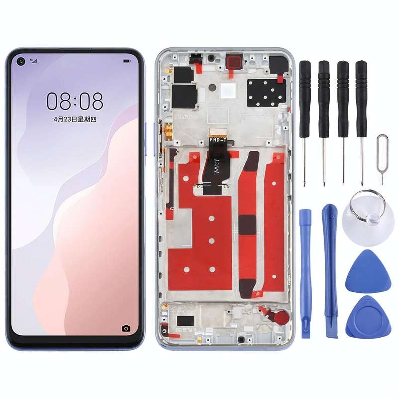 OEM LCD Screen for Huawei Nova 7 SE Digitizer Full Assembly with Frame(Silver)
