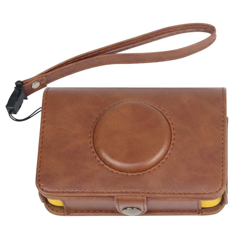 For Kodak PRINTOMATIC Full Body Camera PU Leather Case Bag with Strap (Brown)