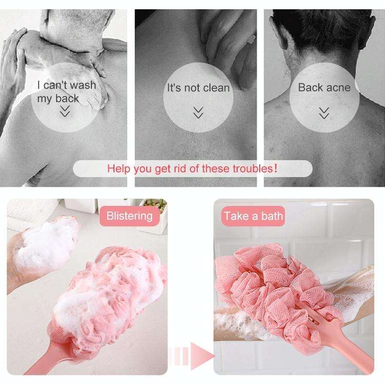 Thick Non-slip Long Handle Bath Brush Bath Rub(Pink)