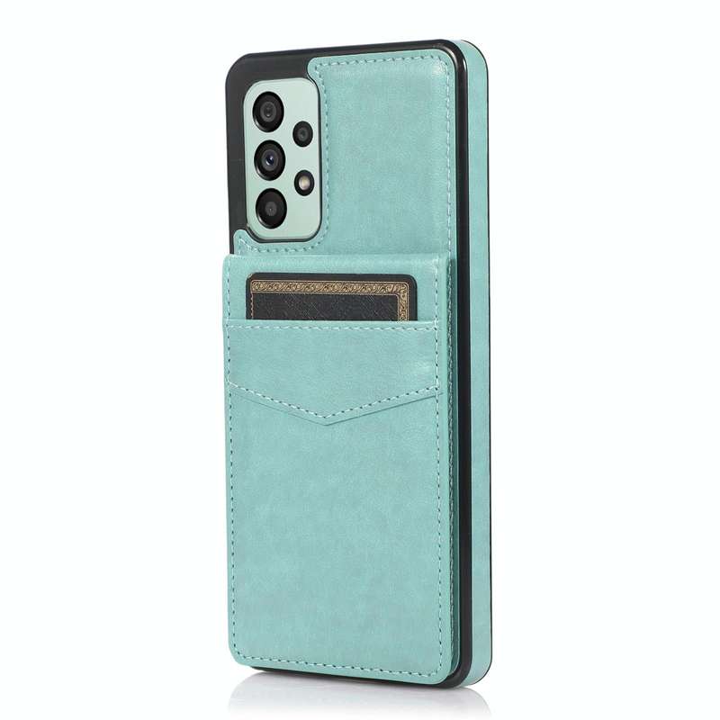 For Samsung Galaxy A73 5G Solid Color PC + TPU Protective Case with Holder & Card Slots(Green)