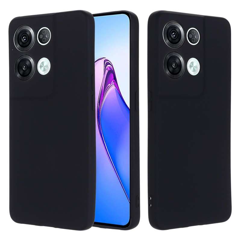 For OPPO Reno8 Pro 5G Global Pure Color Liquid Silicone Shockproof Phone Case(Black)