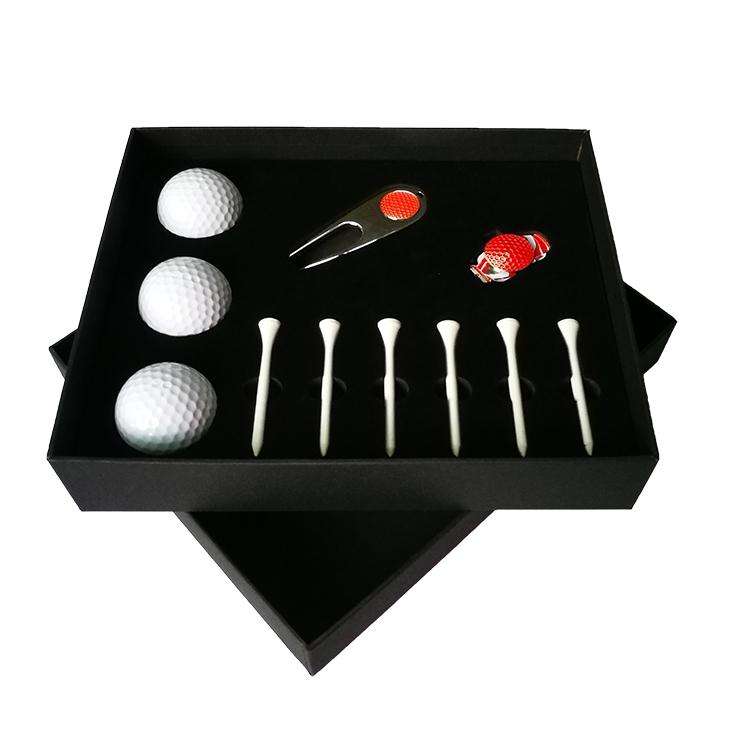 11 in 1 6 Golf Tees + Divot Tool + 3 Golf Balls Gift Box Set (Red)