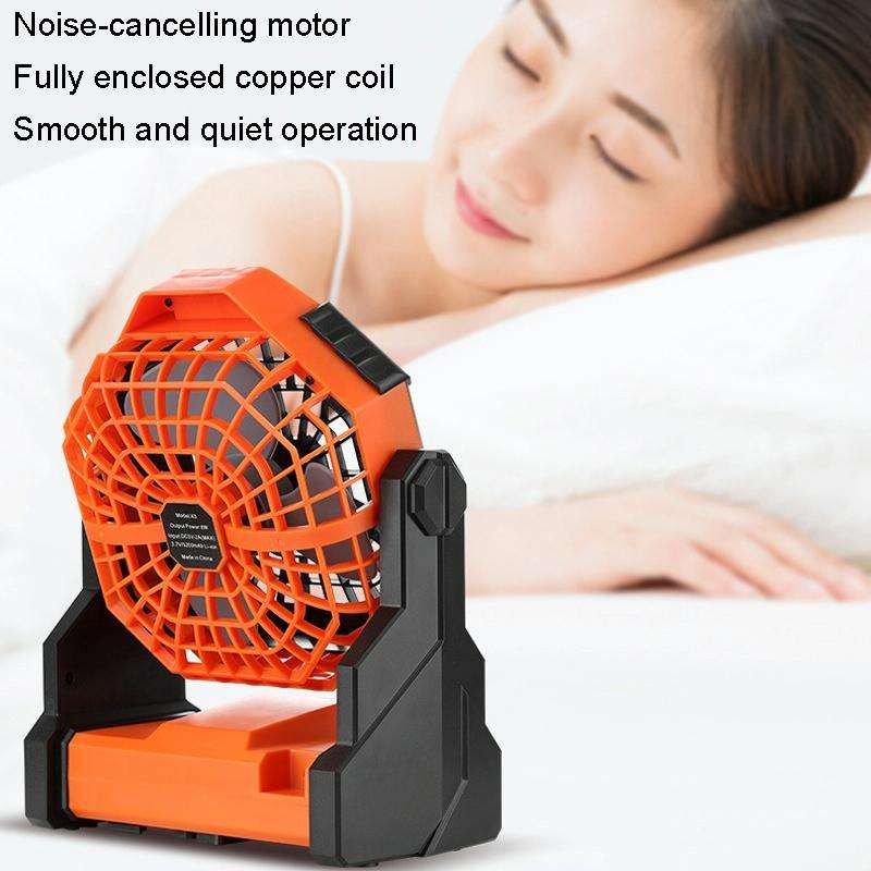 Outdoor Infinitely Variable Speed Portable Large Wind Charging Camping Lighting Fan(Black Green)