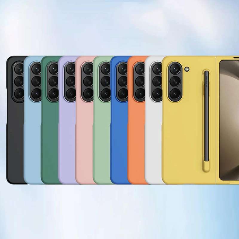For Samsung Galaxy Z Fold5 Skin Feel PC Phone Case with Pen Slots, Not Included Pen(Pink)