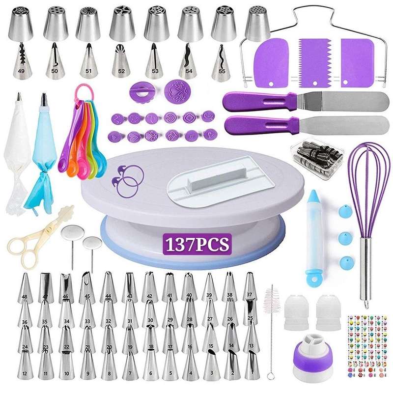 137 in 1 Cake Turntable Set Decorating Mouth Decorating Bag Baking Tool