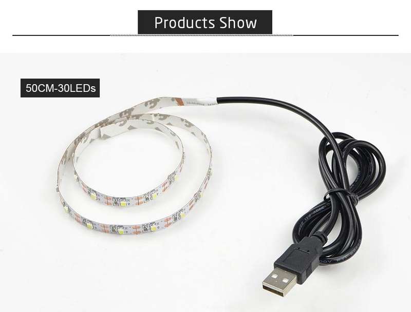 USB Power SMD 3528 Epoxy LED Strip Light Christmas Desk Decor Lamp for TV Background Lighting, Le...