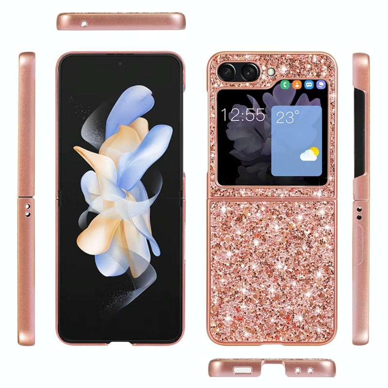 For Samsung Galaxy Z Flip5 5G Glitter Powder Shockproof TPU Phone Case(Blue)