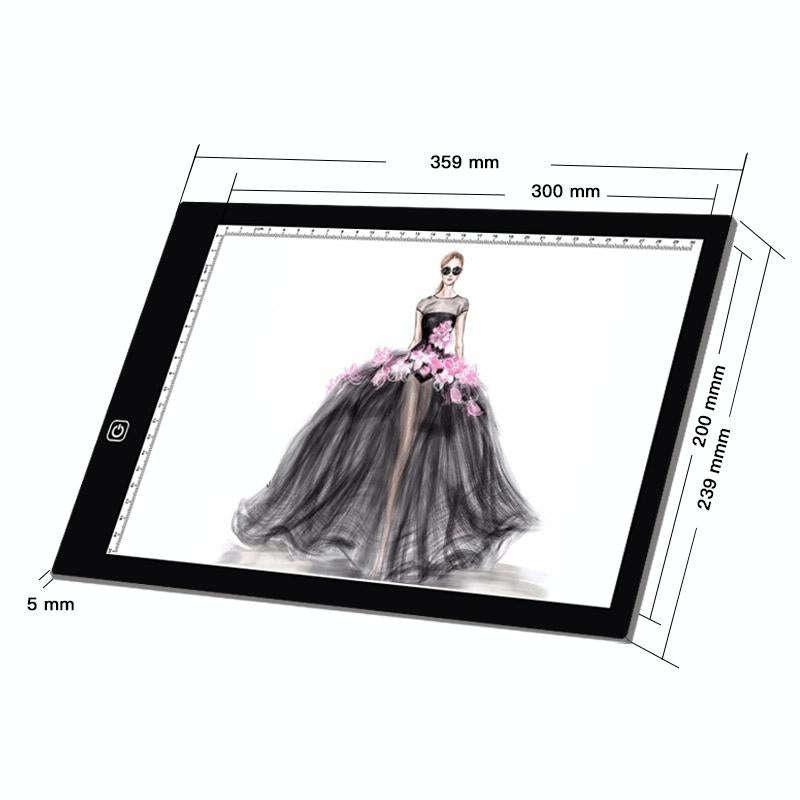 A4 Size LED Three Level of Brightness Dimmable Acrylic Copy Boards for Anime Sketch Drawing Sketc...