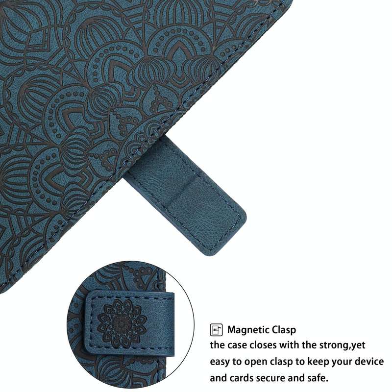For Samsung Galaxy A70 Mandala Embossed Flip Leather Phone Case(Blue)