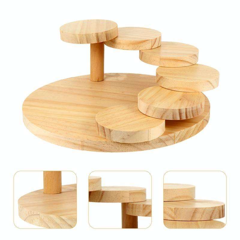 Wood Serving Tray Rotating Steps Meat Plate Sushi Dish, Specification: Round Six -step
