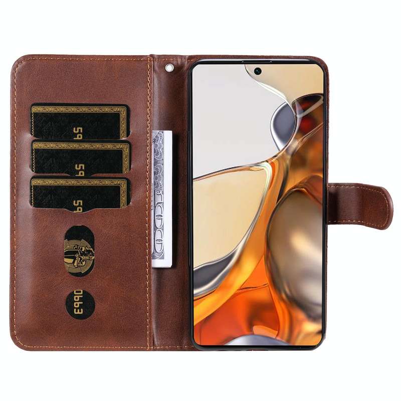 For Xiaomi 11T / 11T Pro Fashion Calf Texture Zipper Horizontal Flip Leather Phone Case(Brown)