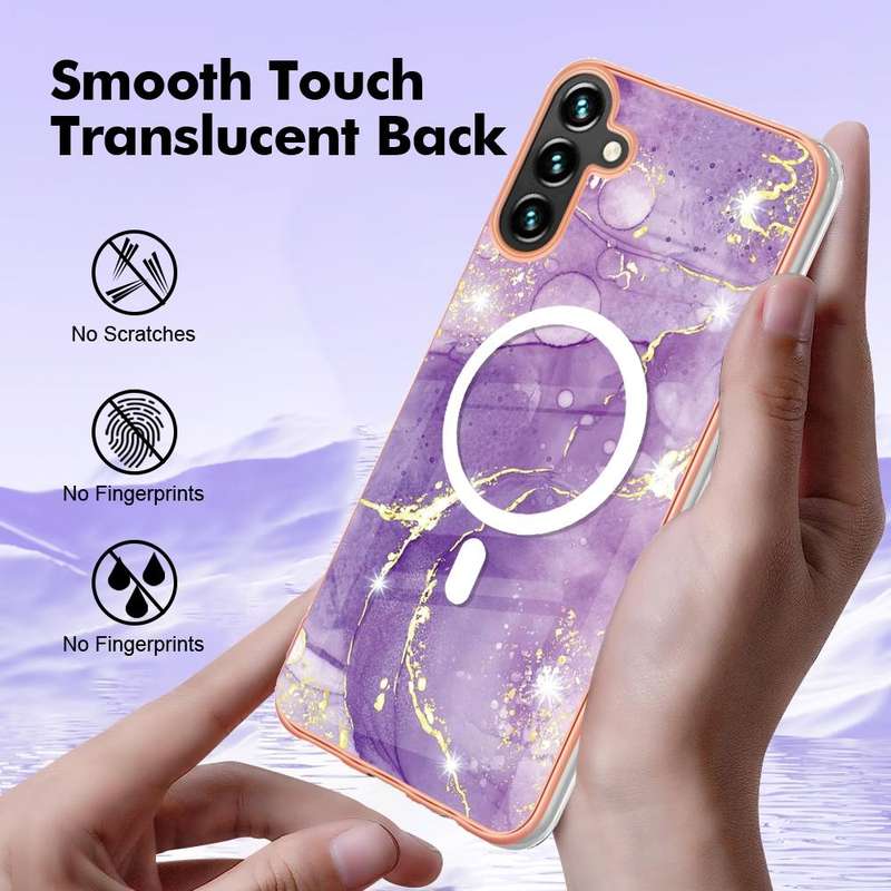 For Samsung Galaxy A54 5G Marble Pattern Dual-side IMD Magsafe TPU Phone Case(Purple 002)