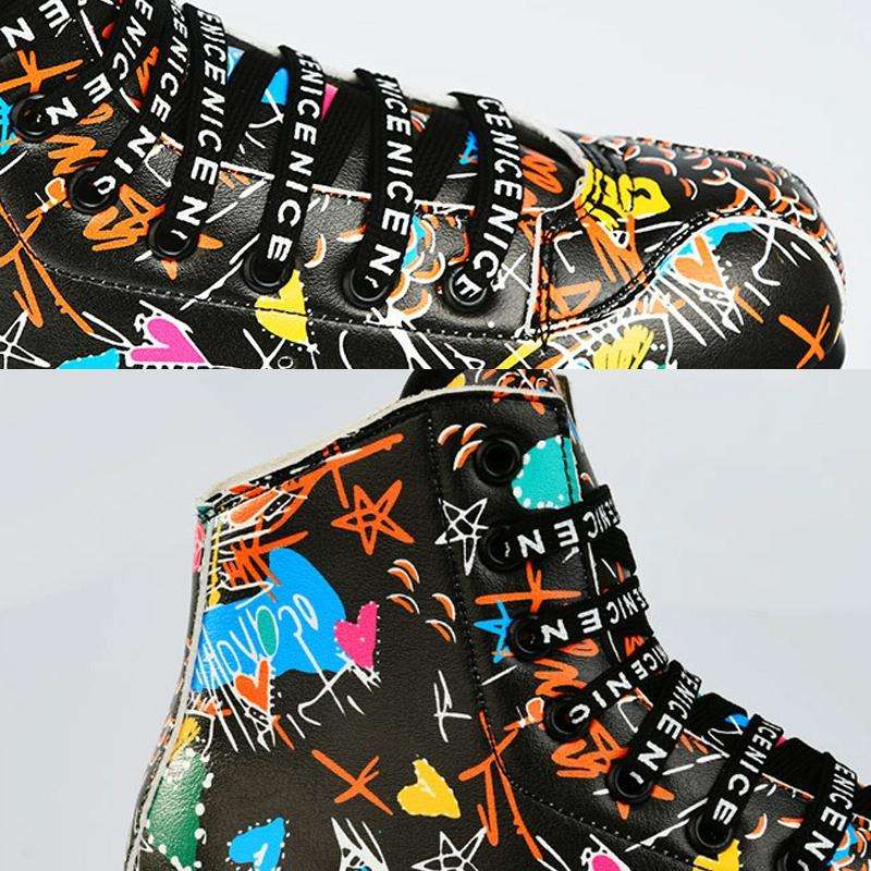 Adult Children Graffiti Roller Skates Shoes Double Row Four-Wheel Roller Skates Shoes, Size: 37(F...