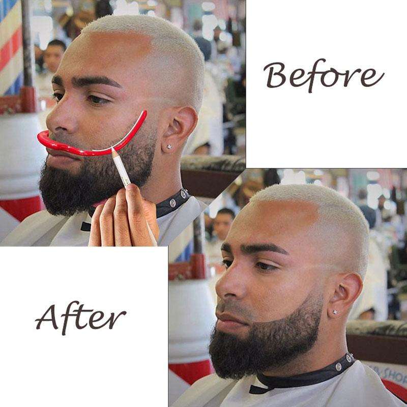 4 PCS Beard Styling Ruler Shaving Tools(Red)