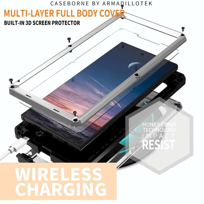 For Samsung Galaxy S24 Ultra 5G R-JUST Sliding Camera Life Waterproof Holder Phone Case(Silver)