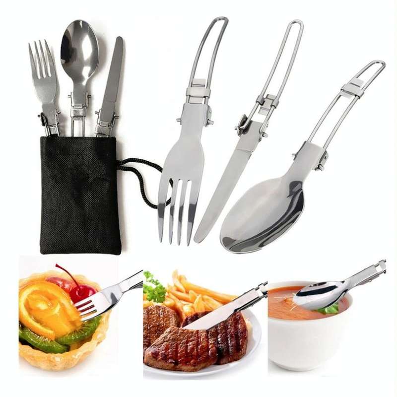 Outdoor Camping Portable Cookware 1-2 People Tableware Combo Set(Green)