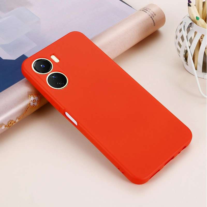 For vivo Y16 Pure Color Liquid Silicone Shockproof Full Coverage Phone Case(Red)