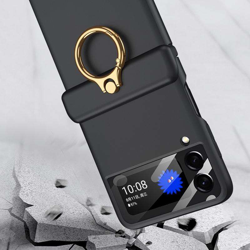 For Samsung Galaxy Z Flip4 GKK Magnetic Hinged Flip Case with Ring Holder(Black)
